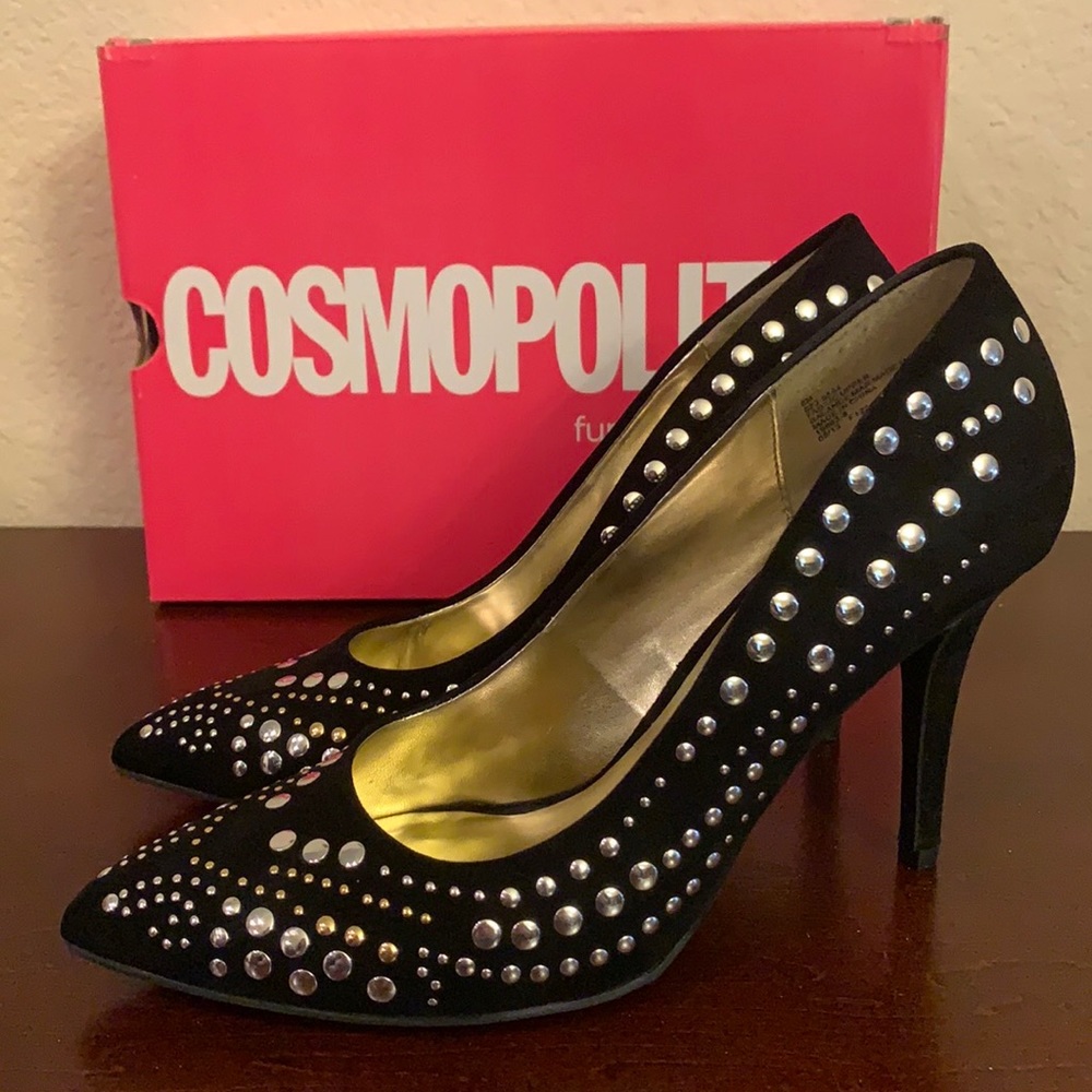 Cosmopolitan - “Scandal” Black Microsuede Fabric Pumps